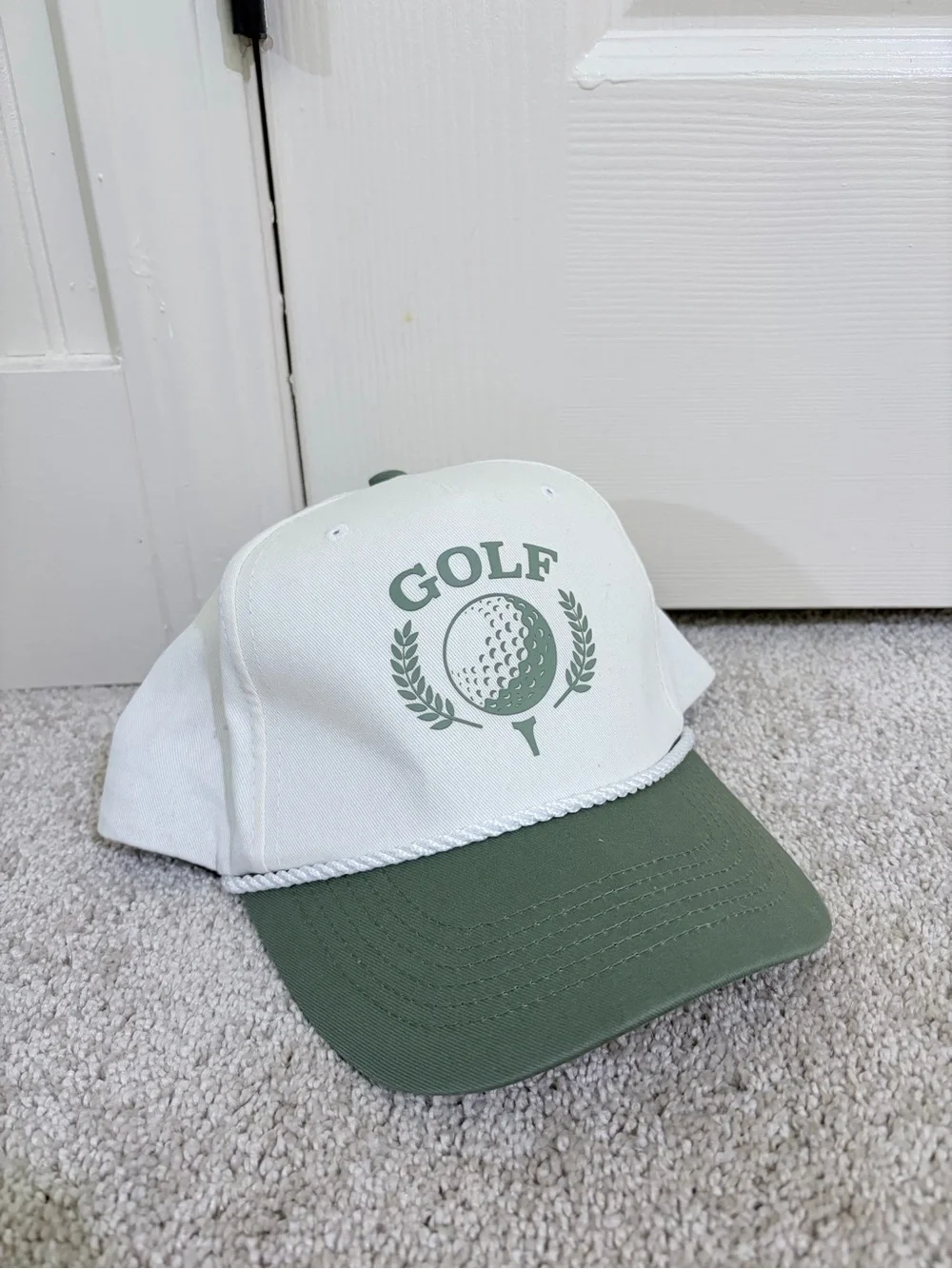 Golf Graphic Women’s Cap - White and Olive Green
